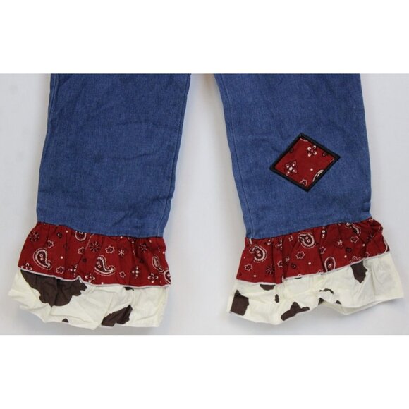Ann Loren by JE Designs Girls 2pc Set sz 9/10 Western Ruffle Layer Cow Bandana - Picture 9 of 13